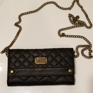 Vans Wallet Clutch Quilted Black Brass NEW